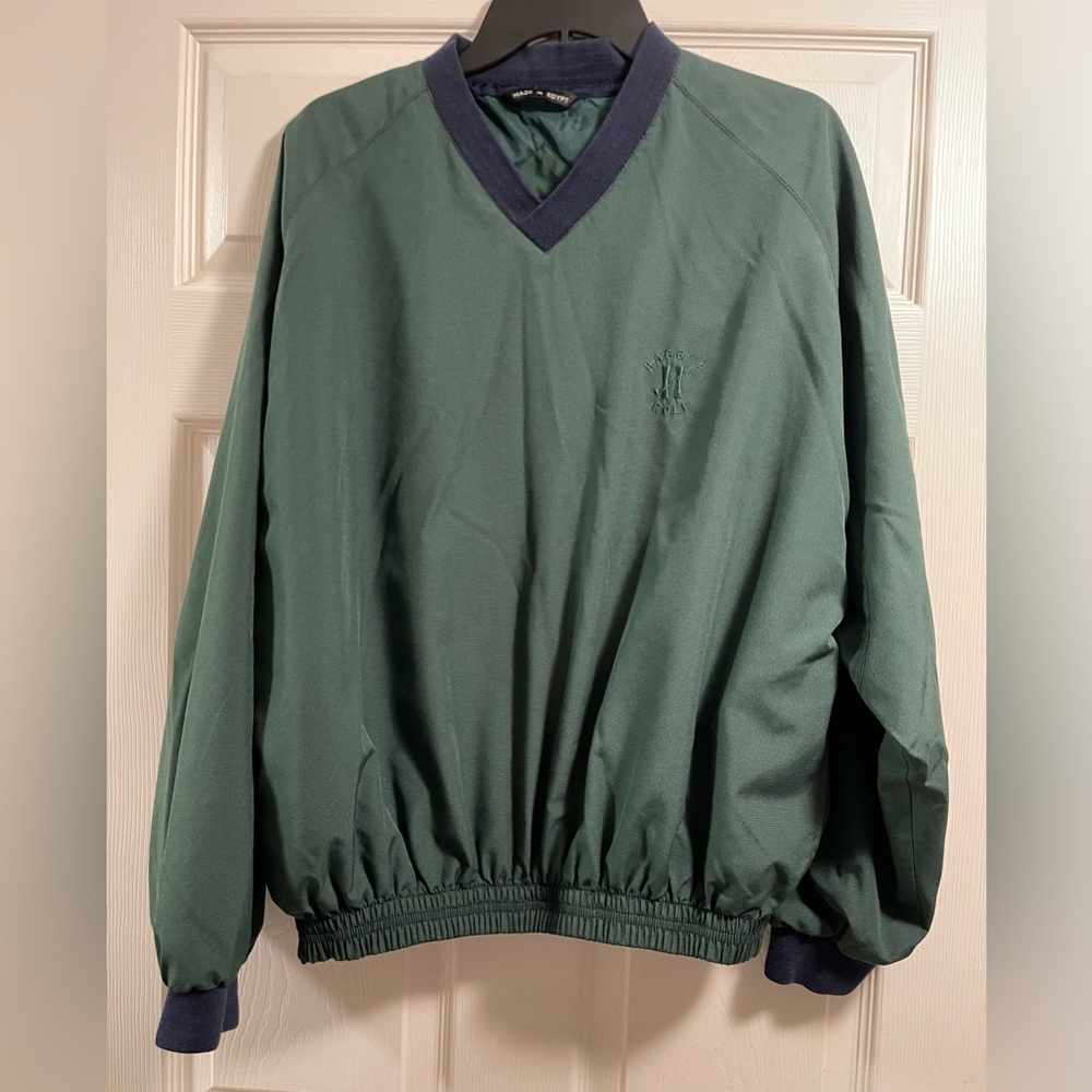 Haggar Golf Men’s Green & Navy Windbreaker Pullover Jacket Size L